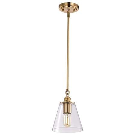 Nuvo Dover 1-Light Small Pendant Vintage Brass with Clear Glass 60/7410